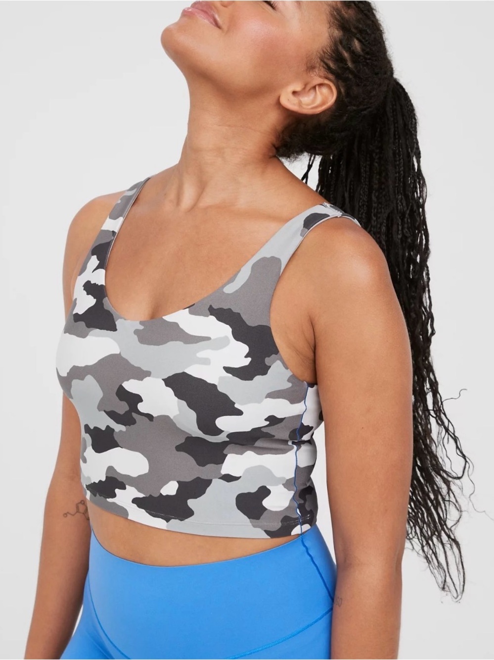 OFFLINE By Aerie Real Me Recharge Low Key Longline Cropped Tank Small, Grey Camo